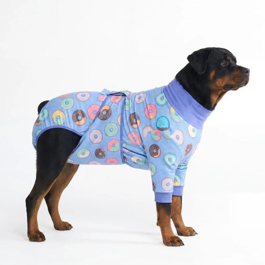 Spark Paws Dog Surgery Recovery Suit – Dog Recovery Suit after Surgery, Anti-Lick Dog Onesie, Abdominal Wound Protector, Soft Cone Alternative for Spay Neuter Male Female Pet Recovery - Donuts - S