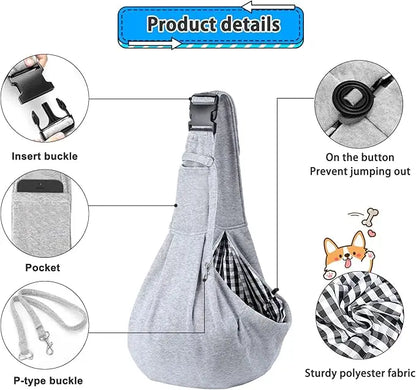 Small & Medium Pet Dog Carrier Sling Cat Bag- Reversible Puppy Carrier Purse with Storage Pocket, Hand-Free Dog Sling Carrier for Carry Small Dogs and Cats, Travel Safety Harness, Dog and Cat Harness Latest for Daily Pet Travel