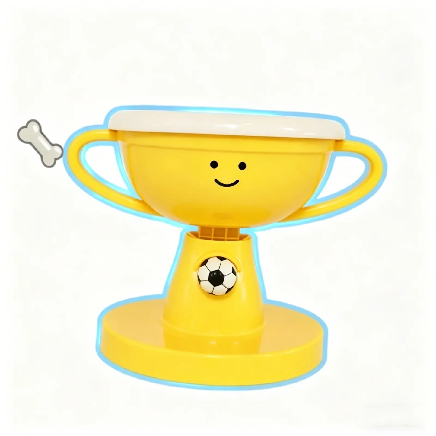Trophy Shaped Raised Pet Food Bowl - Adjustable Tilted Ceramic Feeder, Neck-Friendly, Anti-Slip, for Cats & Small Medium Dogs