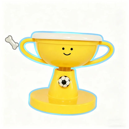 Trophy Shaped Raised Pet Food Bowl - Adjustable Tilted Ceramic Feeder, Neck-Friendly, Anti-Slip, for Cats & Small Medium Dogs