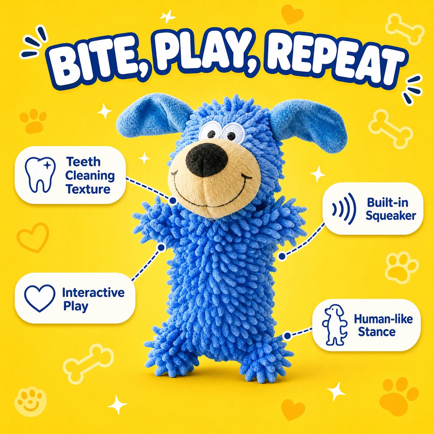 Interactive Blue Dog Toy for Dental Care and Boredom Relief - Ideal Christmas Gift for Dogs