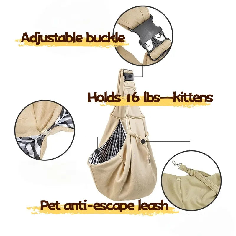 Small & Medium Pet Dog Carrier Sling Cat Bag- Reversible Puppy Carrier Purse with Storage Pocket, Hand-Free Dog Sling Carrier for Carry Small Dogs and Cats, Travel Safety Harness, Dog and Cat Harness Latest for Daily Pet Travel